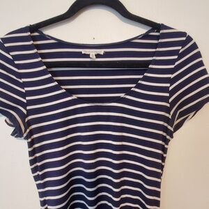 Women's Little Black Bodysuit Striped Bodysuit Size S Pre-Owned